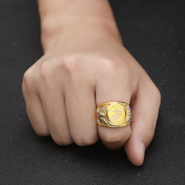 Cross border Source Emblem Ring Titanium Steel Military Ring Stainless Steel Eagle Logo Ring Male