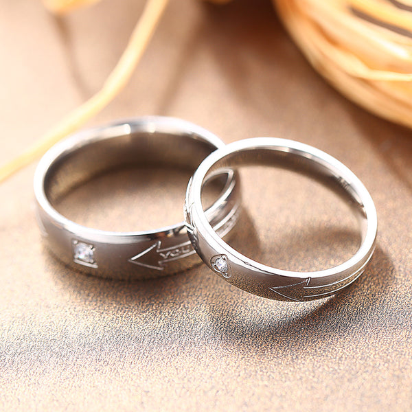 Personalized and trendy 18k gold ring, European and American zircon inlaid couple's beautiful ring, wedding matching ring, stainless steel jewelry