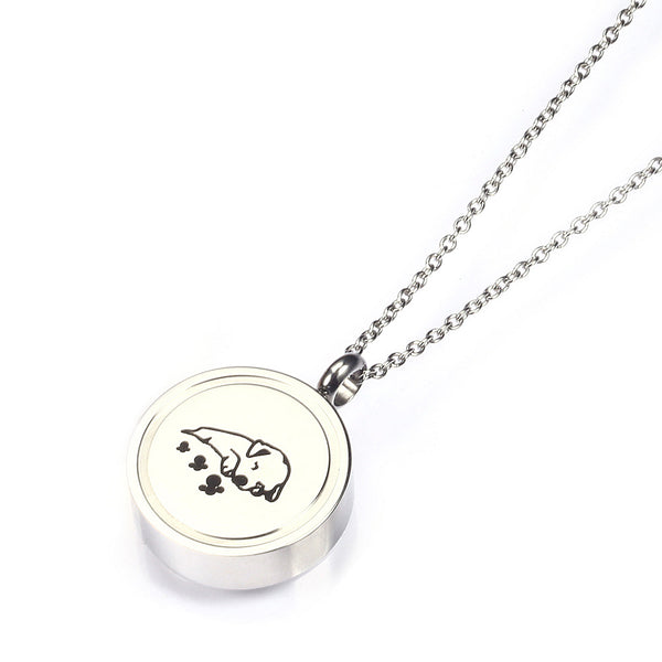 Cross border source angel commemorative urn necklace stainless steel jewelry that can be opened pet urn necklace pendant