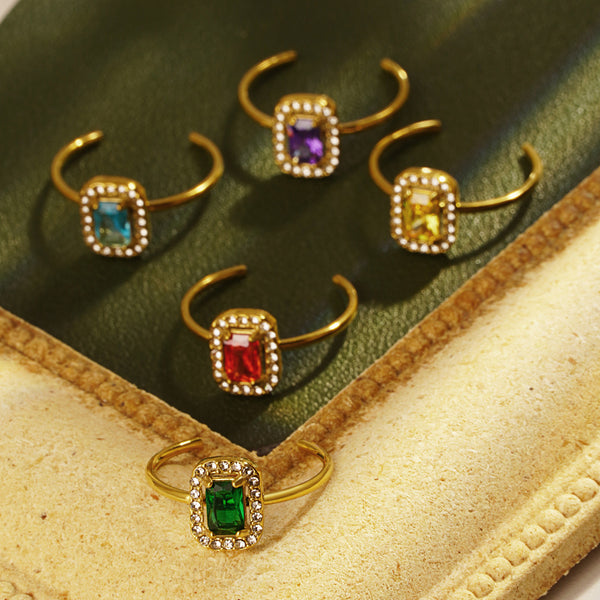 French retro high-end hollow ring with irregular shaped opening and adjustable women's ring